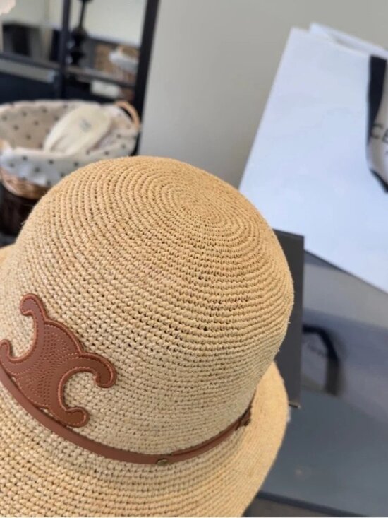 CELINE Natural Straw Bucket Hat Triomphe OS main image 8